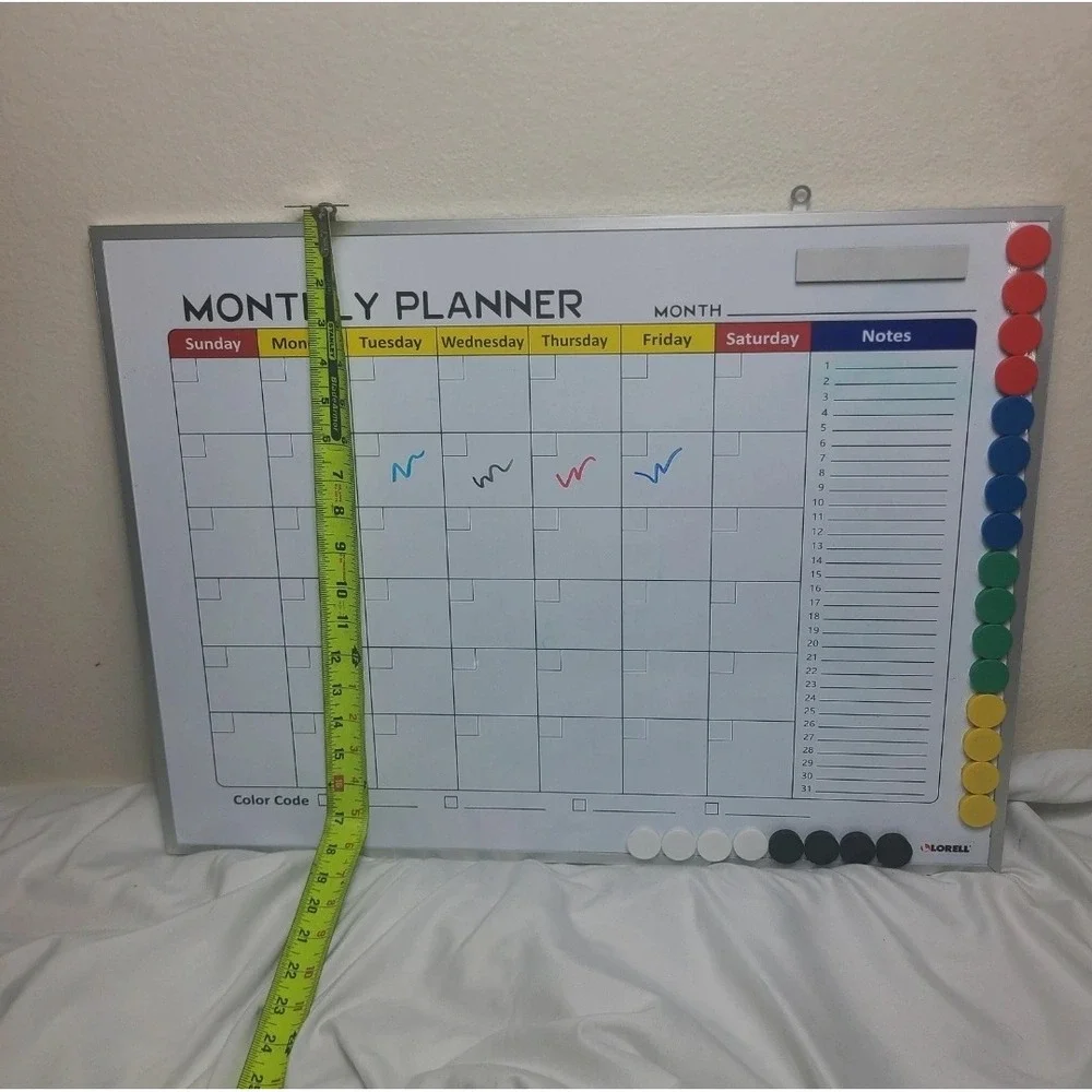 Lorell Magnetic Dry Erase Monthly Planner Board 24x18 with Expo Markers Eraser